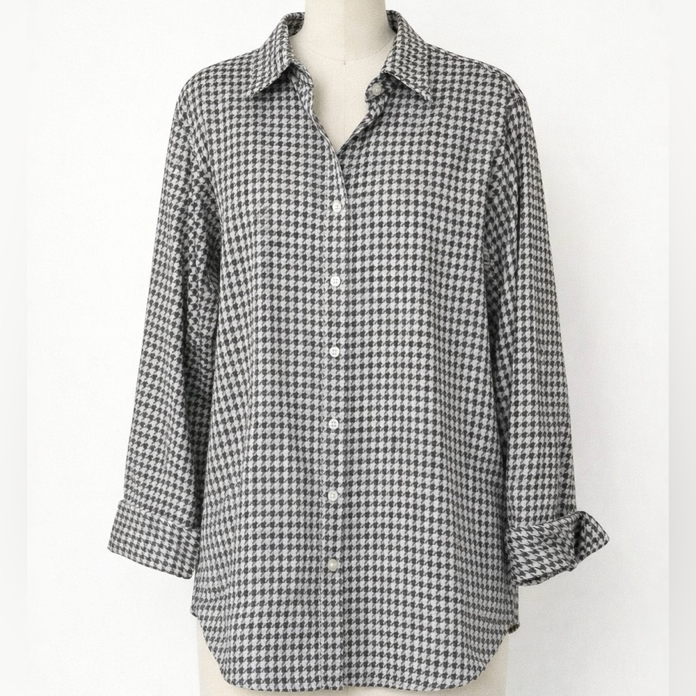 Chico’s No-Iron Coolmax All-Seasons Stretch Shirt Women’s 3 (16) Black White